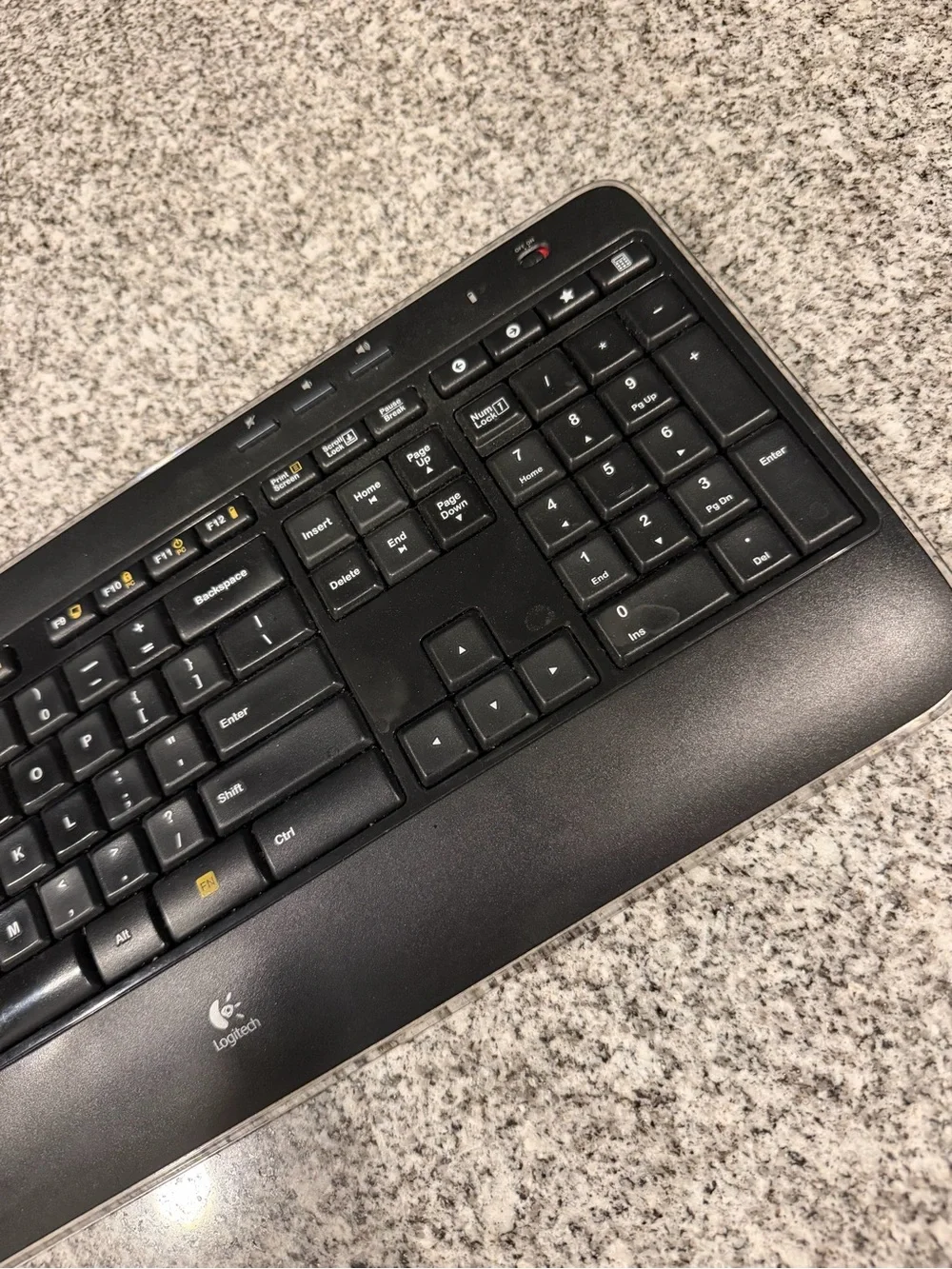 Logitech Black Wireless Keyboard with Palm Rest and Number Pad